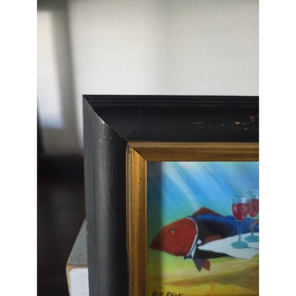 Bill Renc Signed Art Print 5.75" Painted Fish Gallery Dunedin FL Framed Vintage - Picture 3 of 9